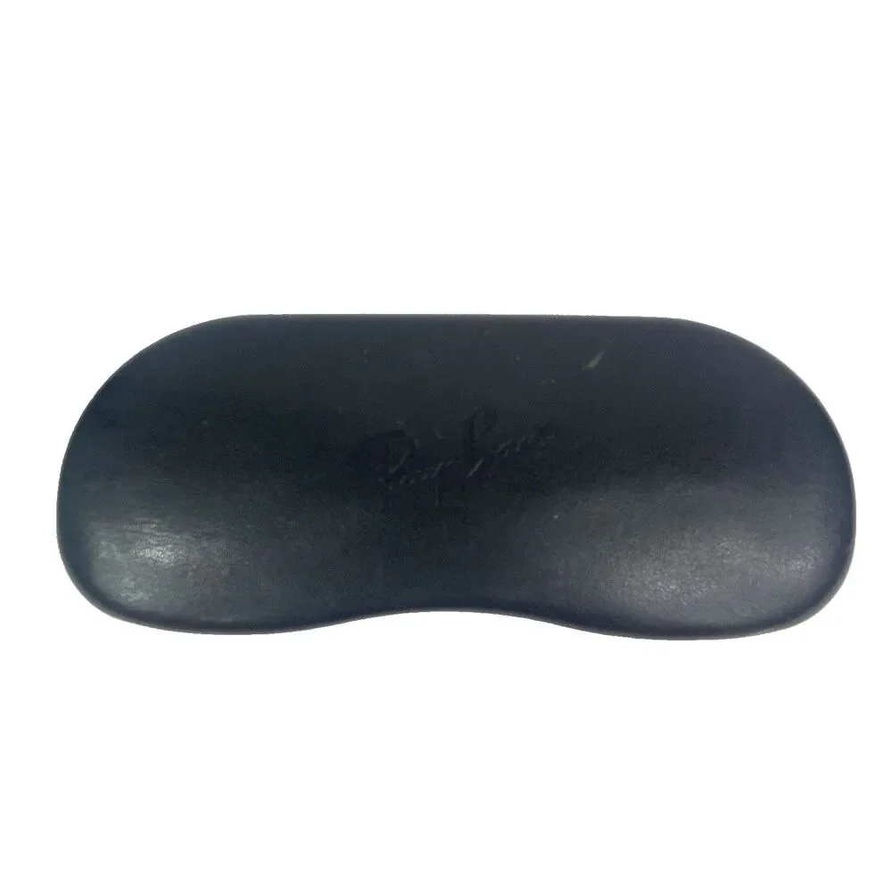 Ray-Bans Glasses/Sunglasses Hard Case w/Cloth -Black Leather- Suede Gray Lining